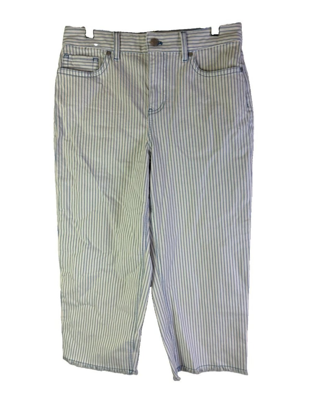 New Talbots Wide Leg Crop Jeans Hickory Stripe